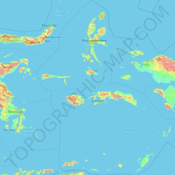 Carte topographique Maluku, altitude, relief