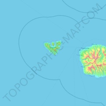 Carte topographique Moorea-Maiao, altitude, relief