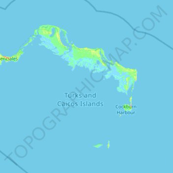 Carte topographique Caicos Islands, altitude, relief