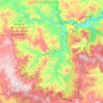 Carte topographique Xichú, altitude, relief
