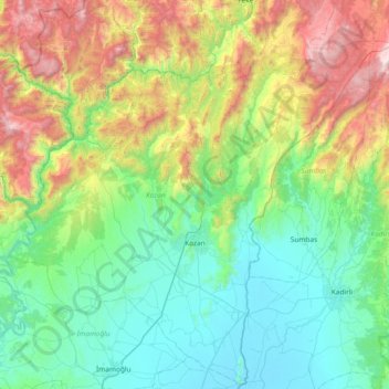 Carte topographique Kozan, altitude, relief