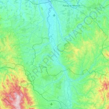 Carte topographique Canal de Roanne à Digoin, altitude, relief