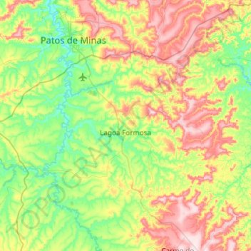 Carte topographique Lagoa Formosa, altitude, relief