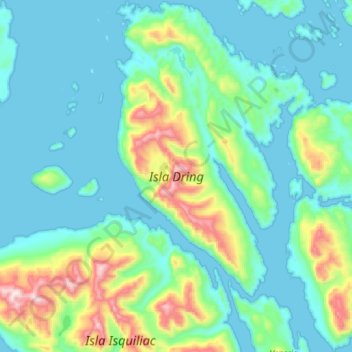 Carte topographique Isla Dring, altitude, relief