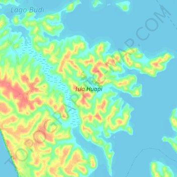 Carte topographique Isla Huapi, altitude, relief
