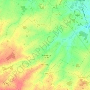 Carte topographique Champigny-le-Sec, altitude, relief