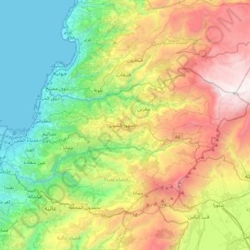 Carte topographique District du Metn, altitude, relief