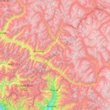 Carte topographique Lahul, altitude, relief