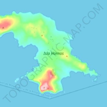 Carte topographique Isla Hornos, altitude, relief
