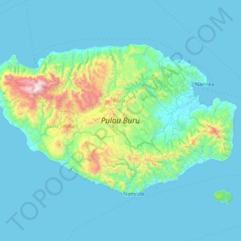 Carte topographique Buru Island, altitude, relief