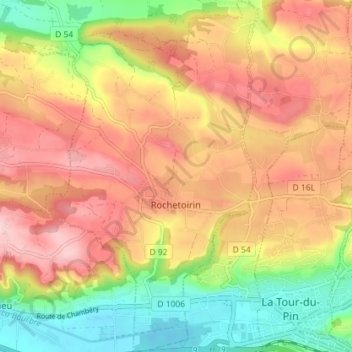 Carte topographique Rochetoirin, altitude, relief