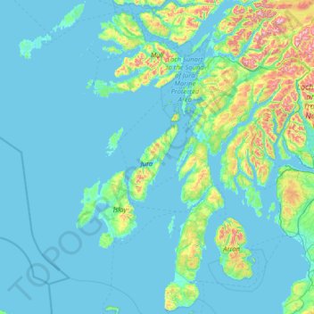 Carte topographique Argyll and Bute, altitude, relief