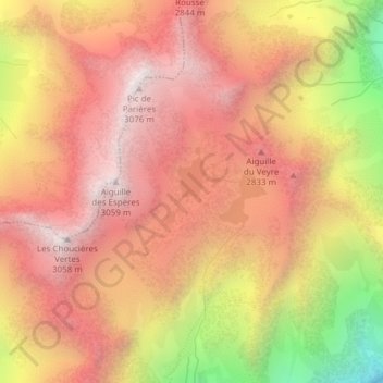 Carte topographique Lacs de Crupillouse, altitude, relief