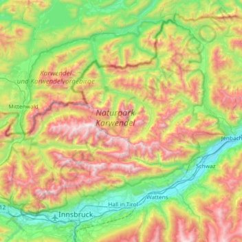 Carte topographique Karwendel, altitude, relief