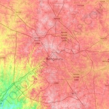 Carte topographique Bangalore, altitude, relief