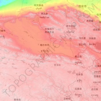 Carte topographique Préfecture autonome mongole et tibétaine de Haixi, altitude, relief