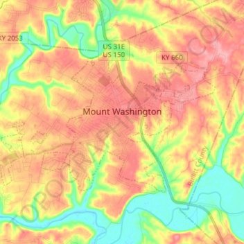Carte topographique Mount Washington, altitude, relief