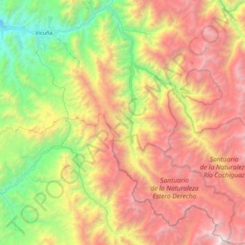 Carte topographique Paihuano, altitude, relief
