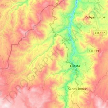 Carte topographique Quiñota, altitude, relief