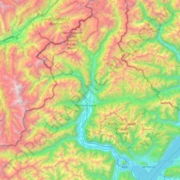Carte topographique Toce / Tosa, altitude, relief