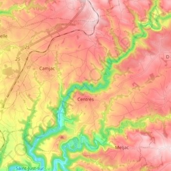 Carte topographique Centrès, altitude, relief
