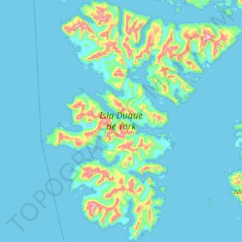 Carte topographique Isla Duque de York, altitude, relief