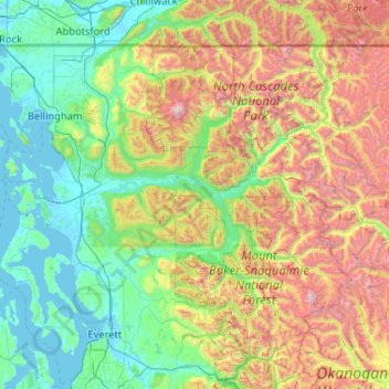 Carte topographique Skagit County, altitude, relief