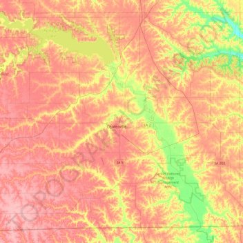 Carte topographique Appanoose County, altitude, relief