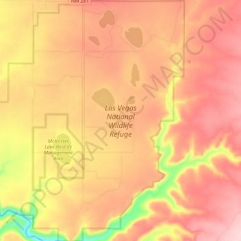 Carte topographique Las Vegas National Wildlife Refuge, altitude, relief