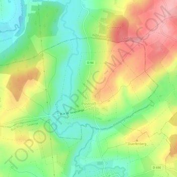 Carte topographique Postroff, altitude, relief