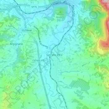 Carte topographique Cerreto d'Esi, altitude, relief