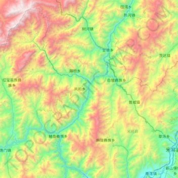 Carte topographique 二滩水库, altitude, relief
