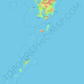 Carte topographique Prefectura de Kagoshima, altitude, relief