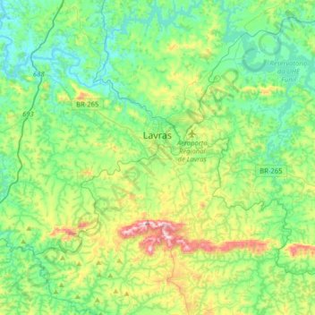 Carte topographique Lavras, altitude, relief