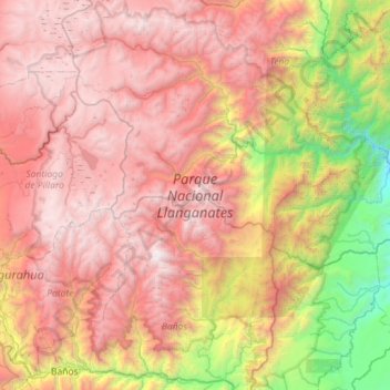 Carte topographique Parque Nacional Llanganates, altitude, relief