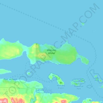 Carte topographique Malcolm Island, altitude, relief