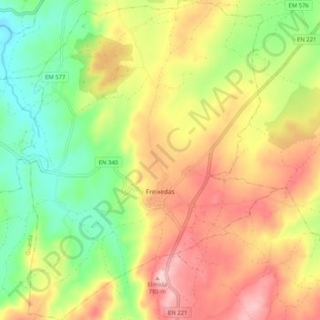 Carte topographique Freixedas, altitude, relief