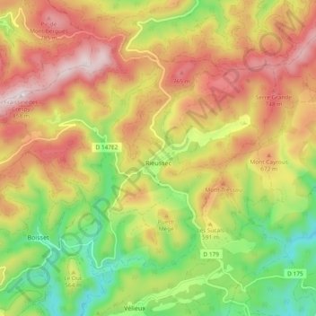 Carte topographique Rieussec, altitude, relief