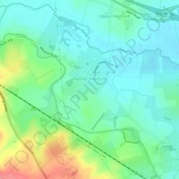 Carte topographique Nether Heyford, altitude, relief