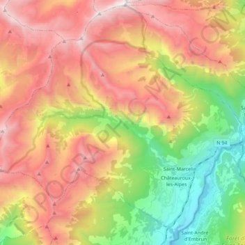 Carte topographique 05380, altitude, relief