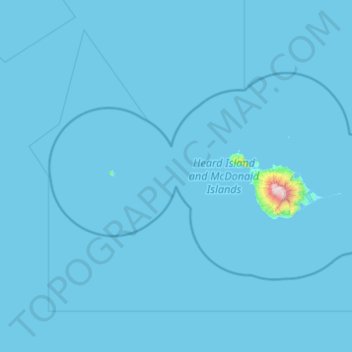 Carte topographique Heard Island and McDonald Islands, altitude, relief