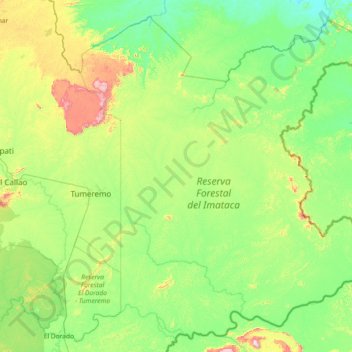 Carte topographique Parroquia Sección Capital Sifontes, altitude, relief