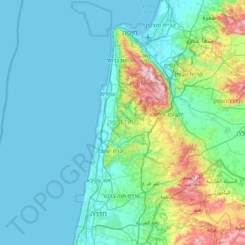 Carte topographique Haifa District, altitude, relief