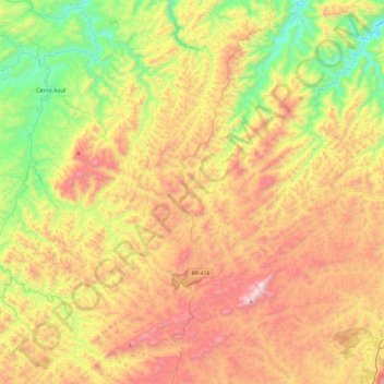 Carte topographique Tunas do Paraná, altitude, relief