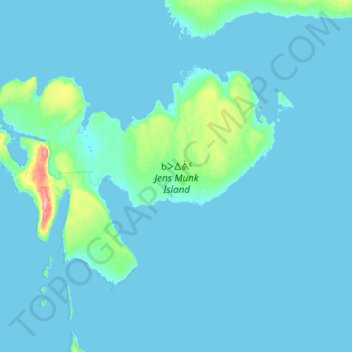 Carte topographique Jens Munk Island, altitude, relief