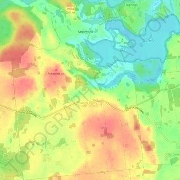 Carte topographique Szurpiły, altitude, relief