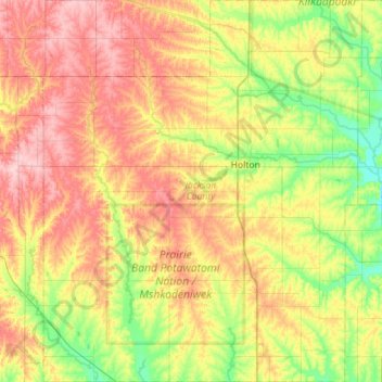 Carte topographique Jackson County, altitude, relief