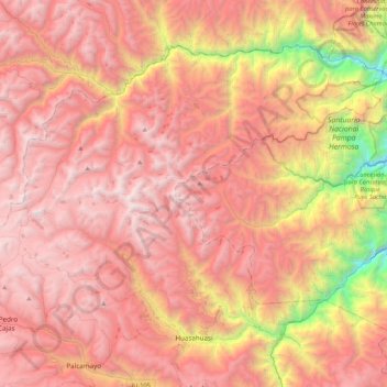 Carte topographique Huasahuasi, altitude, relief