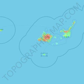 Carte topographique Îles Yaeyama, altitude, relief