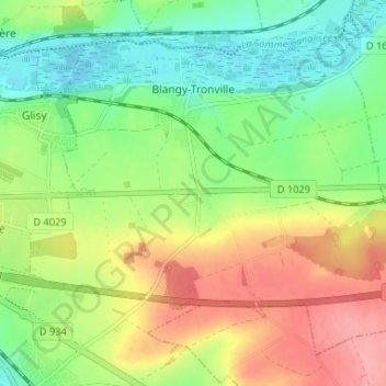 Carte topographique Blangy-Tronville, altitude, relief